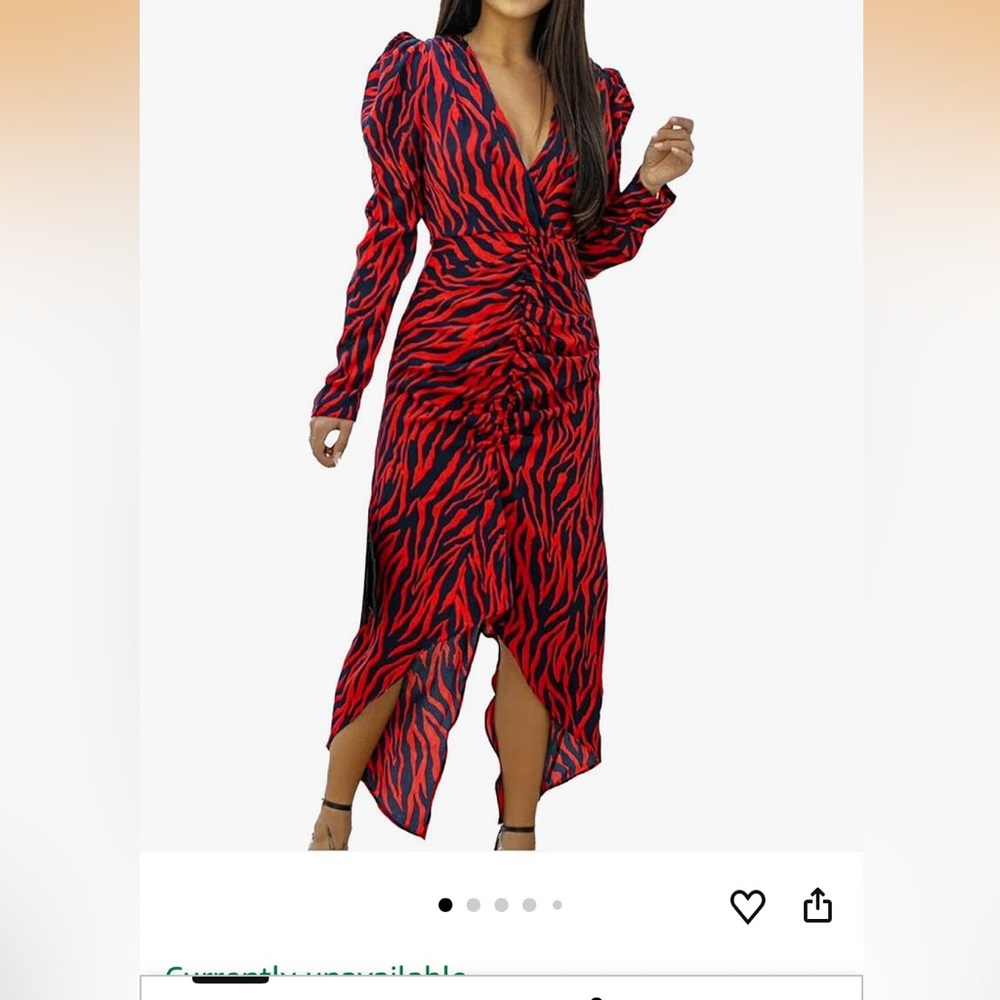 Red and Black Animal Print Dress